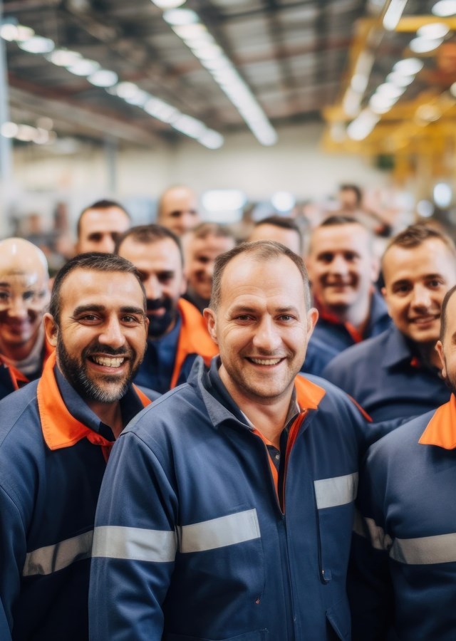 A group of men who work in the automotive industry
